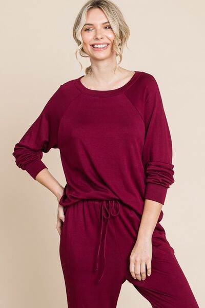 Super Lady round Neck Raglan Sleeve Top and Pants Lounge Set