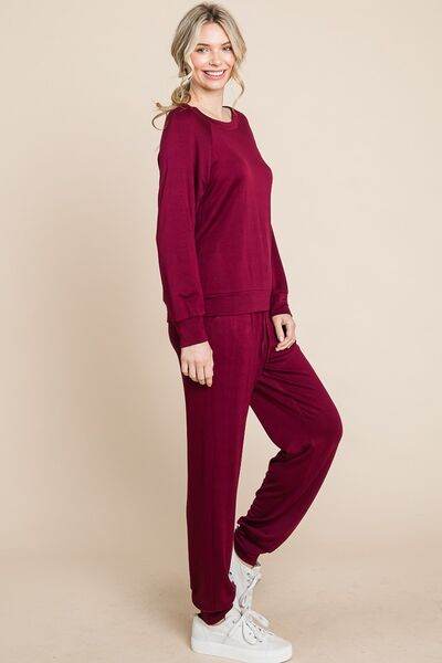 Super Lady round Neck Raglan Sleeve Top and Pants Lounge Set