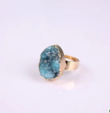Natural Stone Agate Crystal Bud Rings Rose Vintage Rings