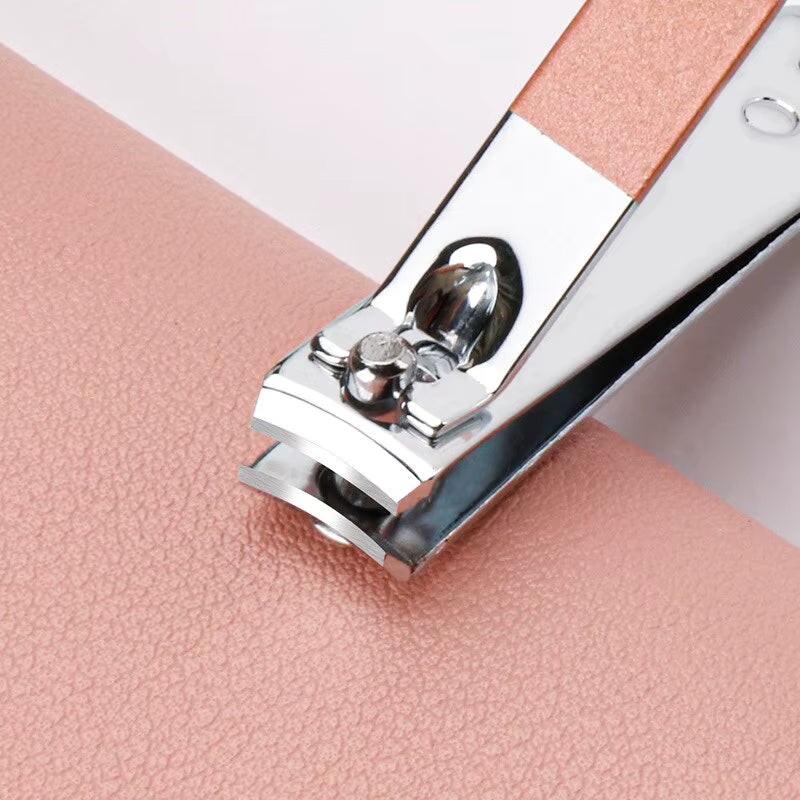 Professional Manicure Pedicure Kit for Women - 7PCS Set with Stainless Steel Tools in Colorful PU Leather Case