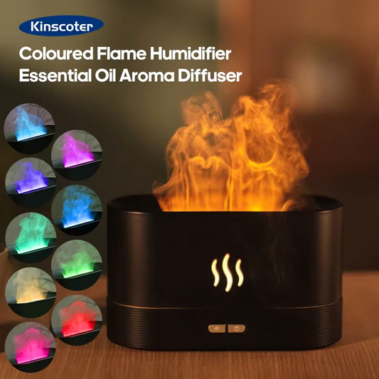 Kinscoter Aroma Diffuser Air Humidifier Ultrasonic Cool Mist Maker Fogger Led Essential Oil Flame Lamp Difusor