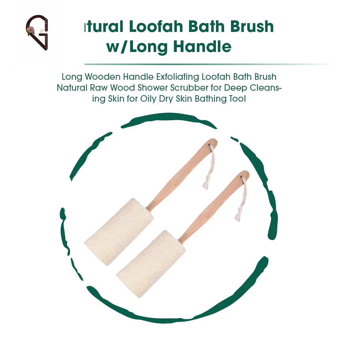 Natural Loofah Bath Brush W/Long Handle.