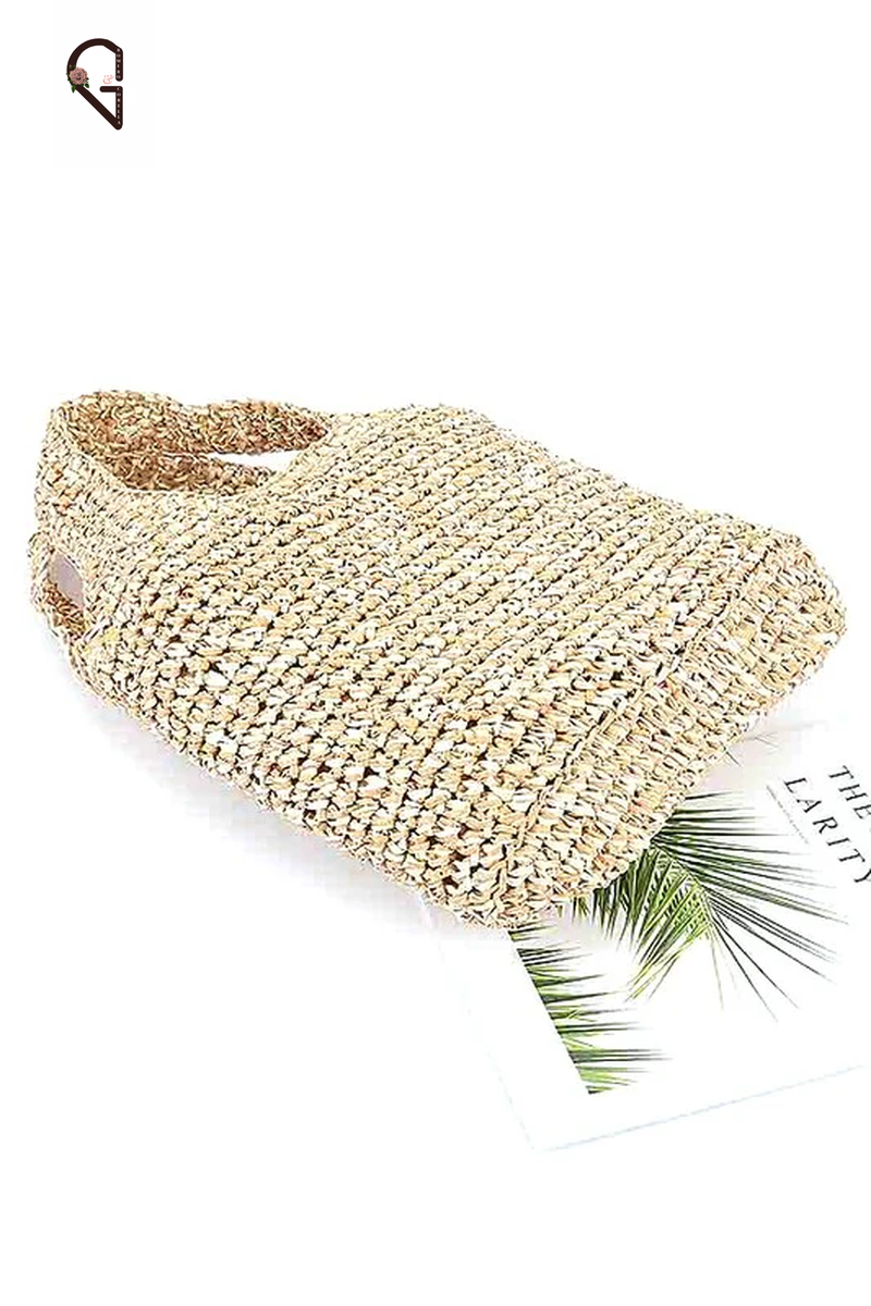 2 Tone Straw Woven Shoulder Bag