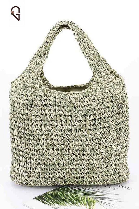 2 Tone Straw Woven Shoulder Bag